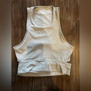 OUTDOOR VOICES Light Gray Slashback Crop Top Sports Bra SIZE XS